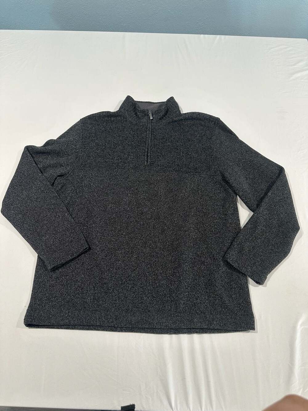 Van Heusen Flex  1/4 Zip Knit Pullover Sweater Dark Gray Heather, Mens XL